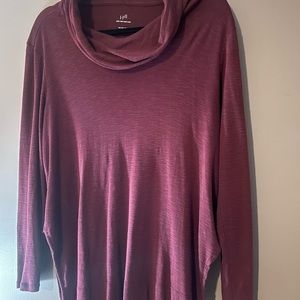 J Jill burgundy cowl neck tunic top size Petite M